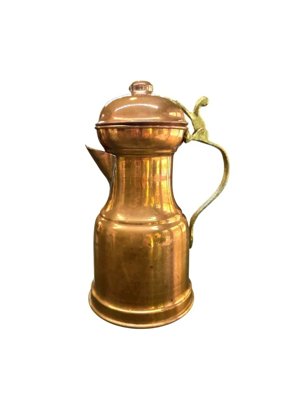 Vintage Handmade Copper Pitcher Brass Handle - 8 Inches Tall - Made In Turkey